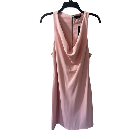 NWT Alice + Olivia Sleeveless Cowl Neck A Line Mini Dress Pink Blush Size 8 - Picture 4 of 12